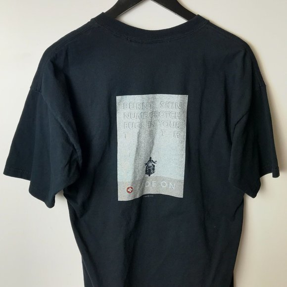 2003 Vintage Huge Bar Harbor Maine Chrome Highway T Shirt 00s Cotton Black XL - Picture 6 of 15